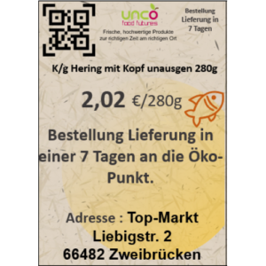 K/g Hering mit Kopf unausgen 280g