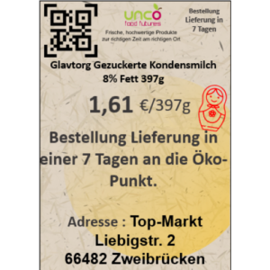 Glavtorg Gezuckerte Kondensmilch 8% Fett 397g