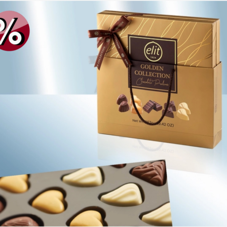 Schokopralinen "Golden Collection" mit verschiedener Füllung, in Geschenkverpackung und Geschenktüte 267 g