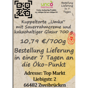 Kuppeltorte "Umka" mit Sauerrahmcreme und kakaohaltiger Glasur 700 g