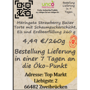 Meringata Strawberry Baiser Torte mit Schaumzuckerschicht, Eis und Erdbeerfüllung 260 g