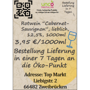 Rotwein "Cabernet-Sauvignon", lieblich, 12,5%, 1000ml