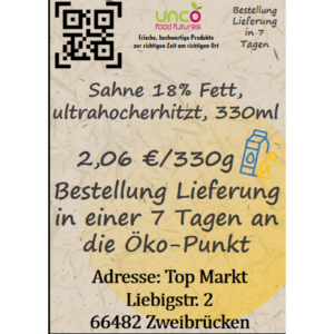 Sahne 18% Fett, ultrahocherhitzt, 330ml